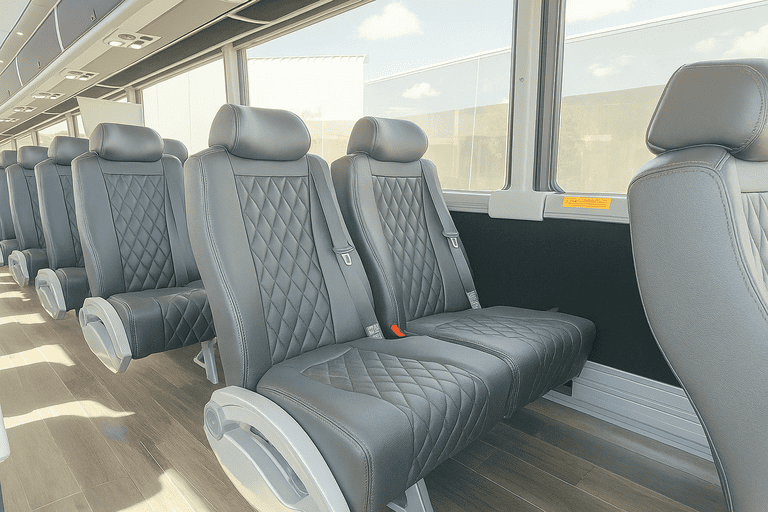 interior of Eagan Coach Bus Service charter bus